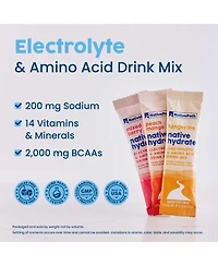 NativePath Native Hydrate Stick Packs with Electrolytes and Amino Acids, Variety Pack, Mixed Berry, Peach Mango, Tangerine, 30 Servings