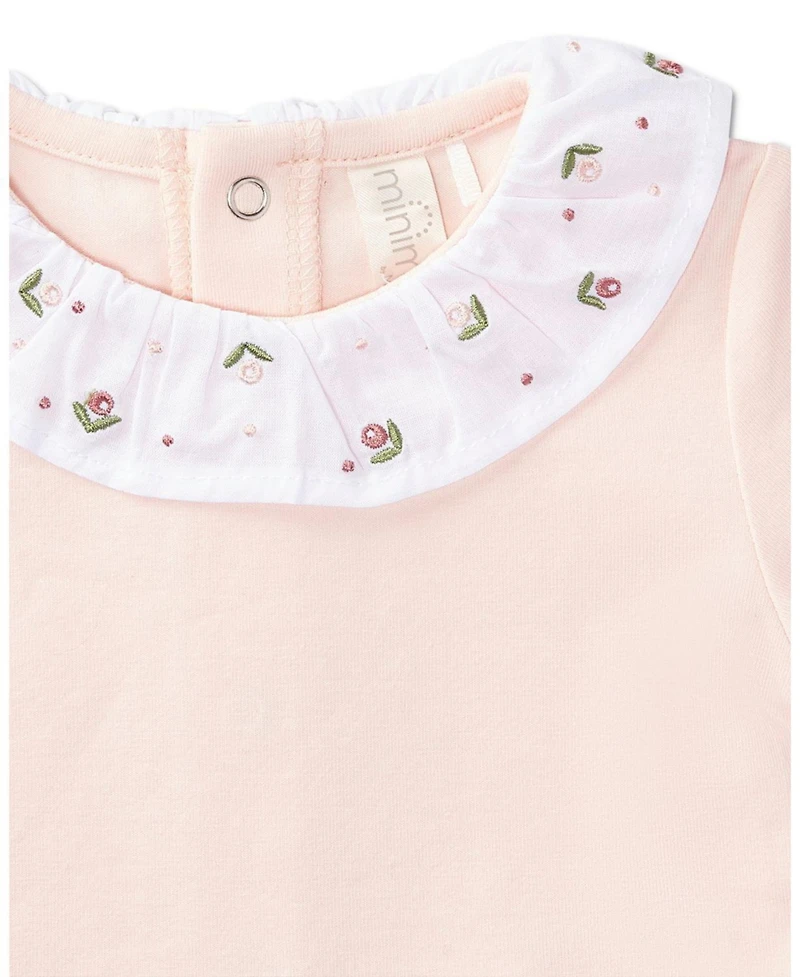 MeMoi Baby Girls Embroidered Flower Ruffle-Collar Rich Footie