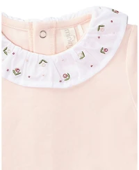 MeMoi Baby Girls Embroidered Flower Ruffle-Collar Rich Footie
