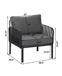 Streamdale 5-Piece Patio Set, Modern sectional with coffee table, waterproof cushions, black & gray