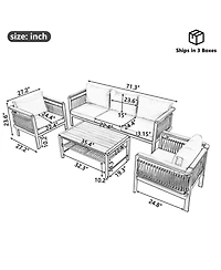 Streamdale 4-Piece Outdoor Sectional, Patio seating with cushions & coffee table, grey