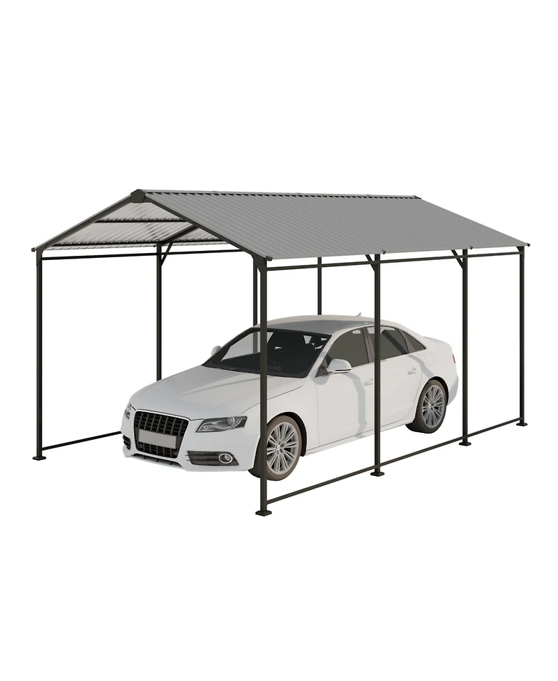 Streamdale 10x15 Metal Carport, Galvanized Steel Roof, Gray