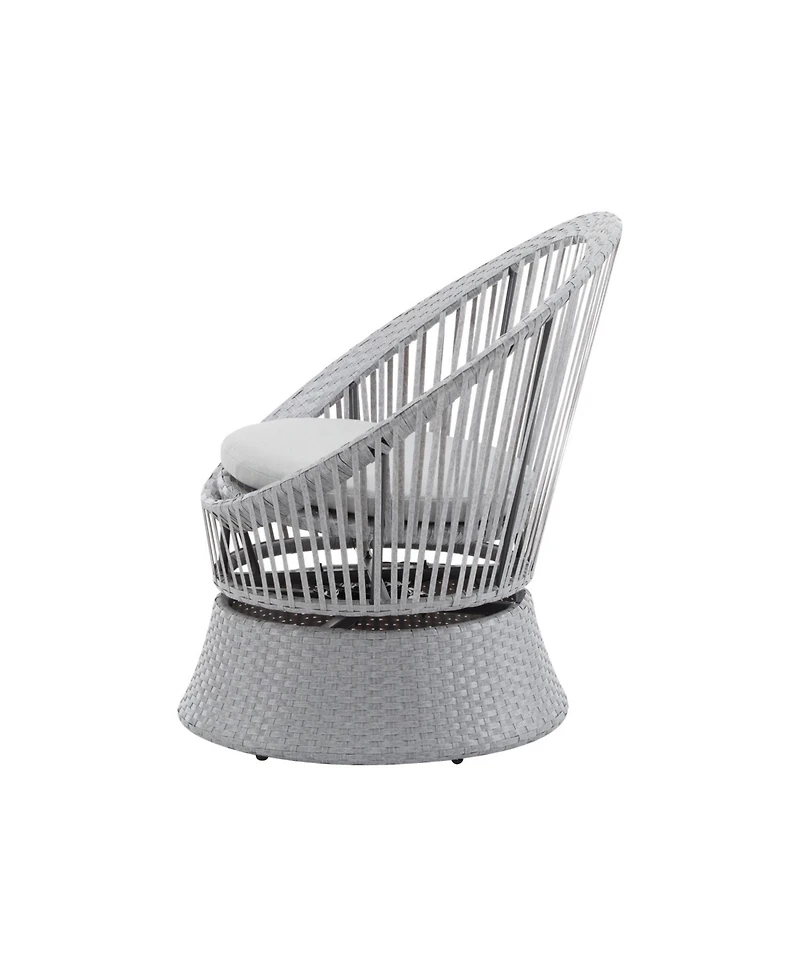 Streamdale (Set of 2) 26,7" Modern Silver Grey Swivel Wicker Lounge Chair