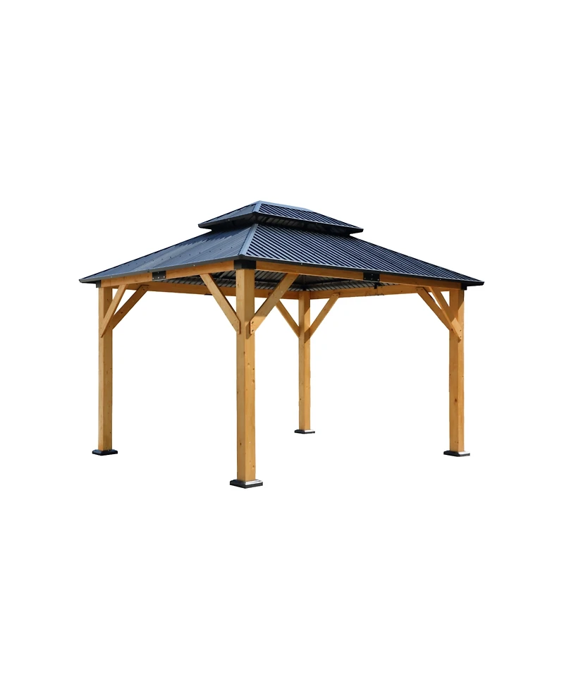 Streamdale Fir wood gazebo, steel roof, netting, outdoor patio
