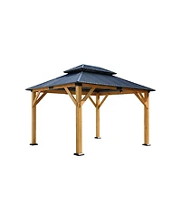 Streamdale Fir wood gazebo, steel roof, netting, outdoor patio
