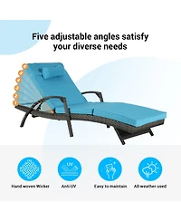 Streamdale Outdoor Wicker Reclining Lounge Chair Set, Cushioned, 150° Recline