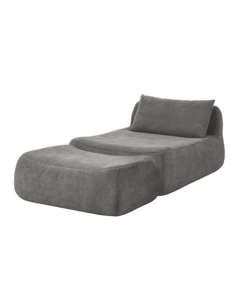 Streamdale Large grey beanbag sofa with pillow & ottoman