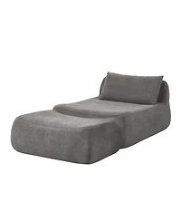 Streamdale Large grey beanbag sofa with pillow & ottoman
