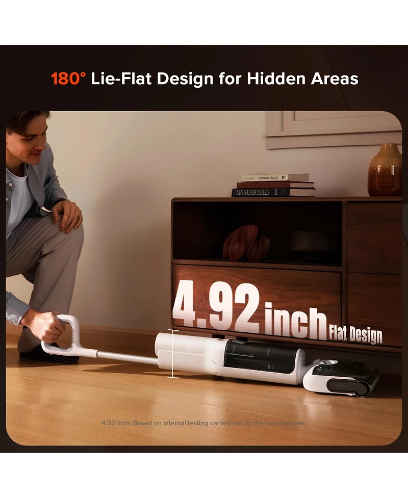 Roborock F25 Rt Cordless Wet Dry Vacuum Cleaner, Lightweight Floor Washer with 20,000 Pa Suction Power, Hot Water Self-Cleaning & Drying, Edge Cleanin