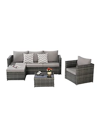 Streamdale 3-Piece Patio Set, Woven L-Shaped Sectional, Sofa, Lounger & Coffee Table