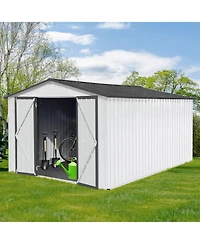 Streamdale Metal garden sheds 10ftx12ft outdoor storage sheds white+Grey