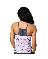 Free Country Women's High Neck Macrame Back Tankini Top