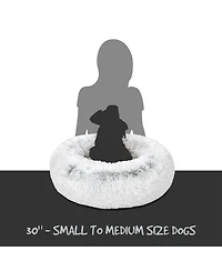 Faux Fur Self Warming Indoor Round Donut Cuddler Pet Mat