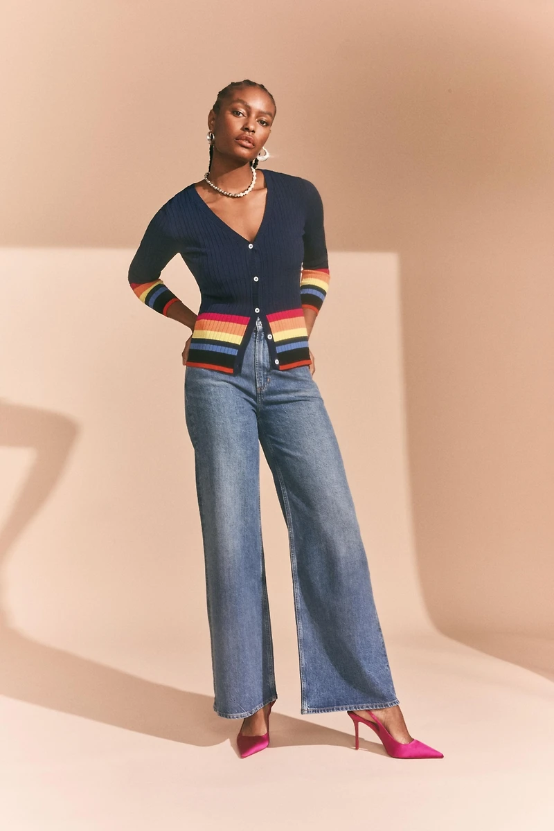 Isaac Mizrahi Women's Striped Cardigan