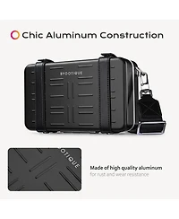 Byootique Mini Suitcase Crossbody Bag Portable Hard Shell Aluminum Cosmetic Makeup Case with Adjustable Strap Travel Handbag for Artist,Red