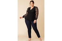 Kiyonna Plus Scattered Petals Long Sleeve Wrap Top