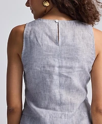 Reistor Women's Front-tie Top Linen Stripes