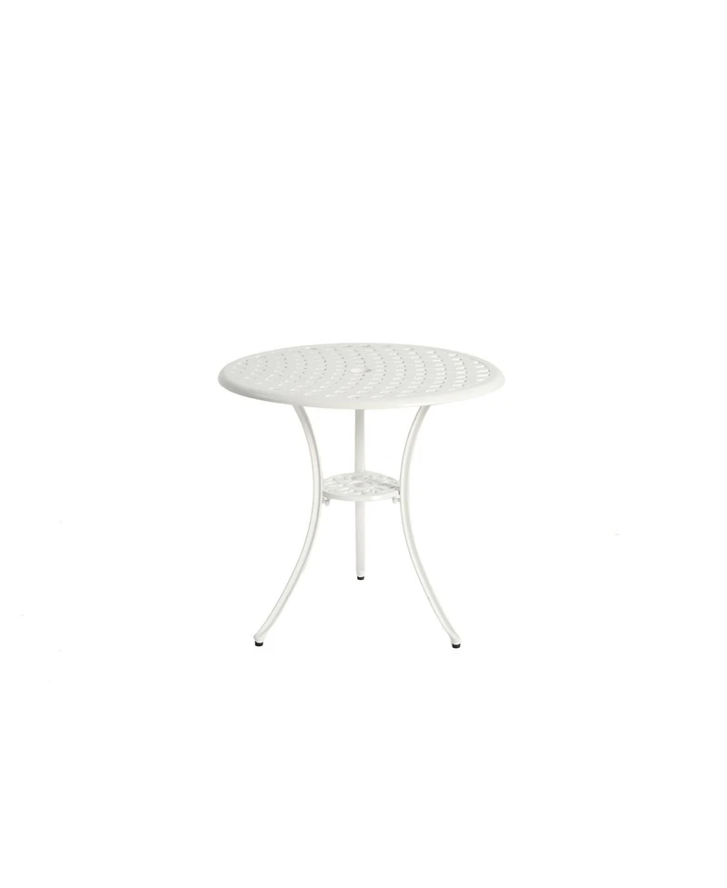 Streamdale 3-Piece White Patio Bistro Set, Cast Aluminum Table & 2 Chairs, Umbrella Hole