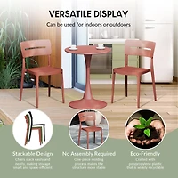 Modern 5-Piece Resin Round Patio Dining Table Set with Stackable Chairs