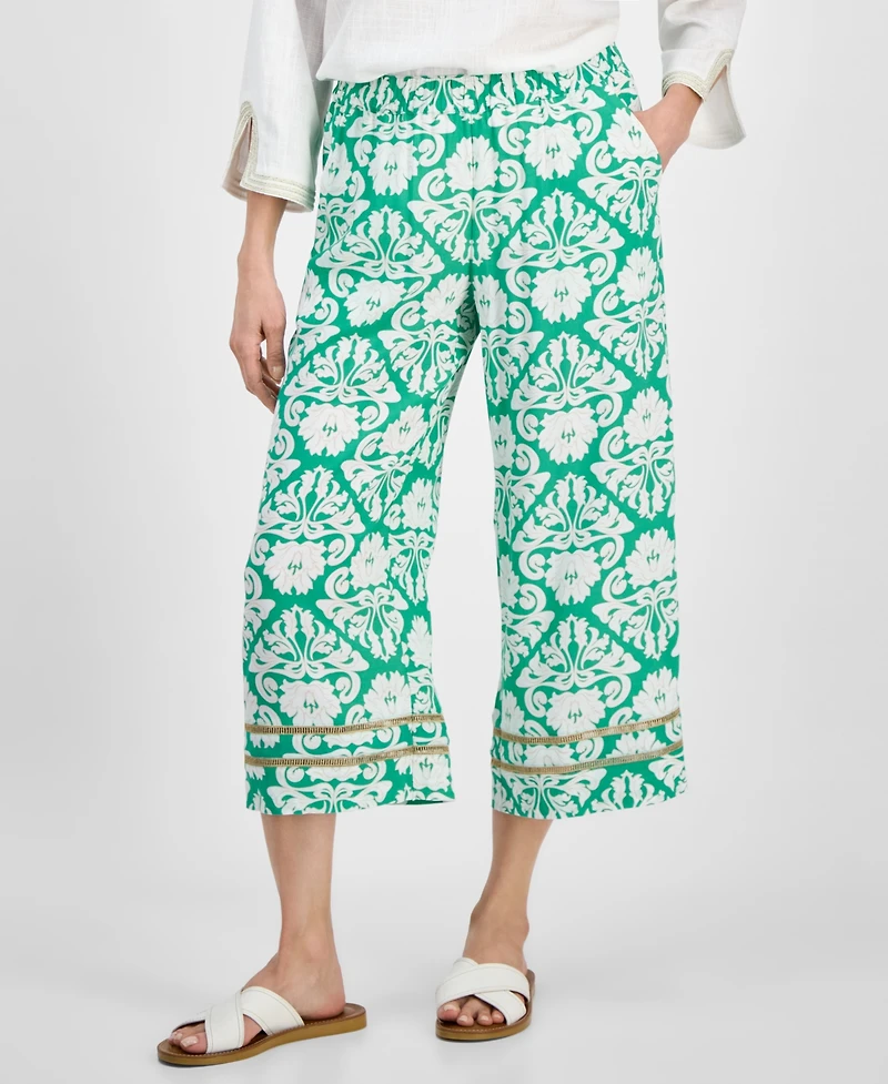 Jm Collection Women's Printed Pull-On Wide-Leg Pants, Exclusively at Macy's