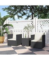 Outsunny 3 Piece Patio Furniture Set, Wicker Conversation Bistro Set