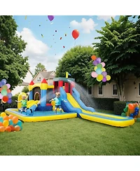 Qaba 6 in 1 Inflatable Water Slide Park with 550W Blower for Kids 3-8 Years