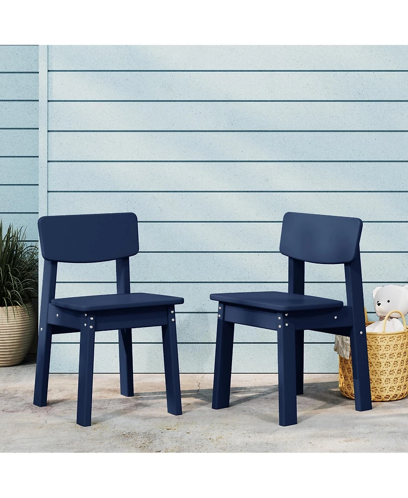 Outdoor Hdpe Kids Modern Plastic Toddler Dining Chairs (Set of Two)