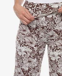 White Mark Women's Floral Print Wide Leg Palazzo Pants