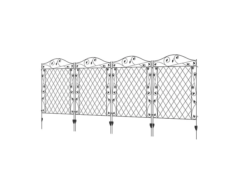 4 Pack Steel Foldable Fence Floral Trellis Panel Animal Barrier
