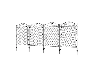 4 Pack Steel Foldable Fence Floral Trellis Panel Animal Barrier