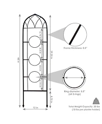 Steel Wire Arched Climbing Plants Wall Trellis with Flowerpot Supports - 48" H - Black - 2-Pack