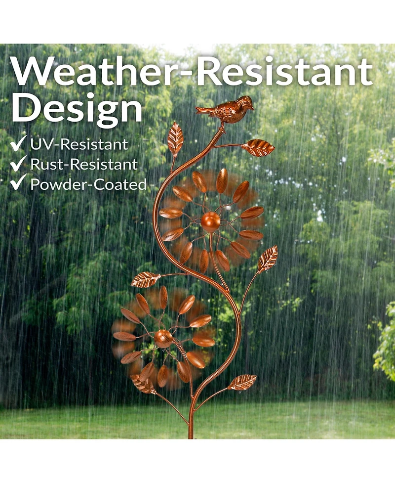 Twirling Twigs Powder-Coated Iron Wind Spinner - 48" H - Copper