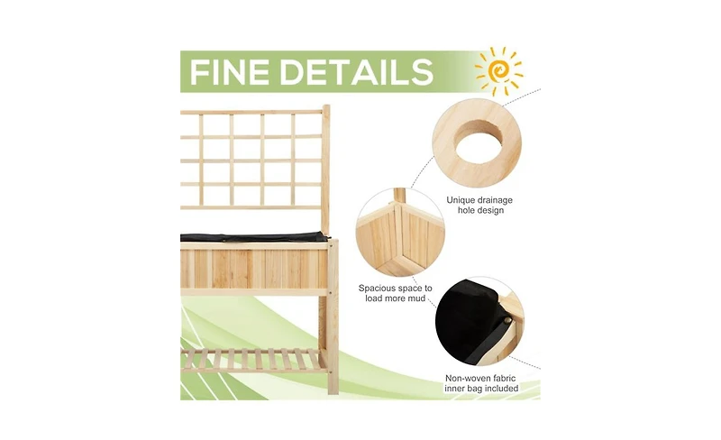 Multi-Functional Wooden Garden Box with Storage and Planter Space
