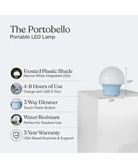 Portobello 6.6' Indoor/Outdoor Usb-c Rechargeable Portable Led Table Lamp with 3-Way Dimmer