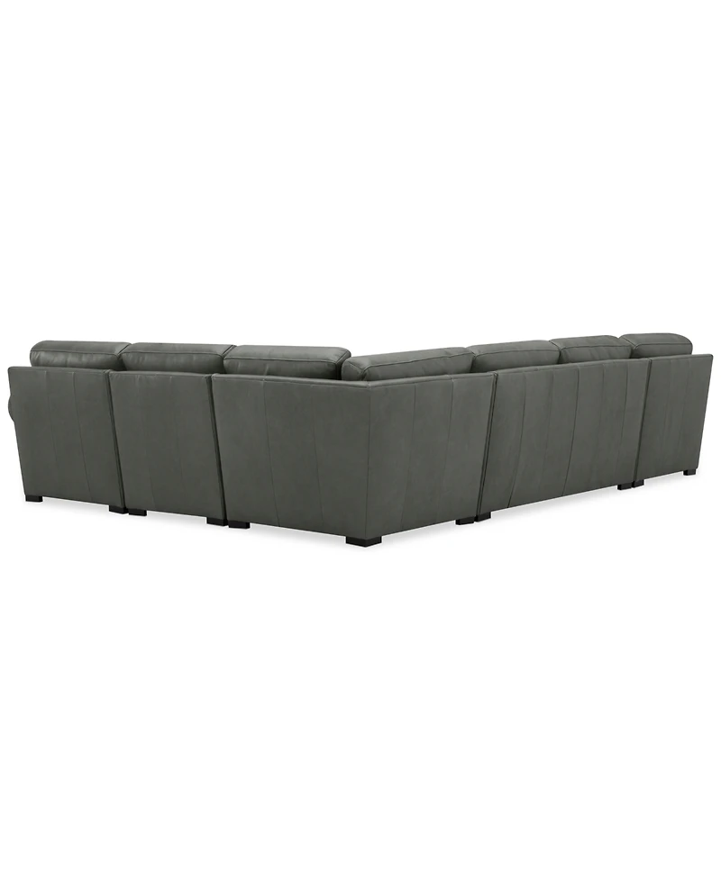 Radley Roll Arm 139" 5-Pc. Leather Square Corner L Sectional, Exclusively at Macy's