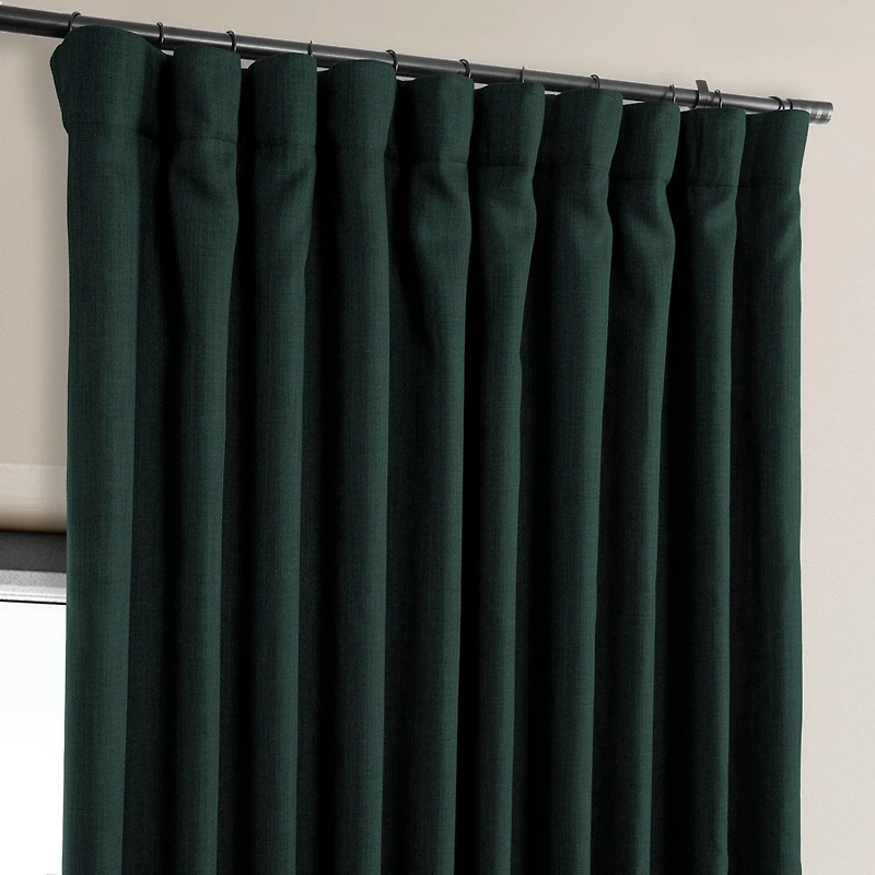 Half Price Drapes Extra Wide Textured Faux Linen Room Darkening Curtain