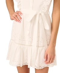Adrianna by Adrianna Papell Women's Cotton Scalloped Eyelet Mini Dress