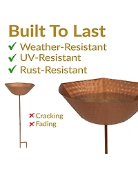 Outdoor Staked Metal Bird Bath - Copper Uv-Resistant Finish - 34.25" H