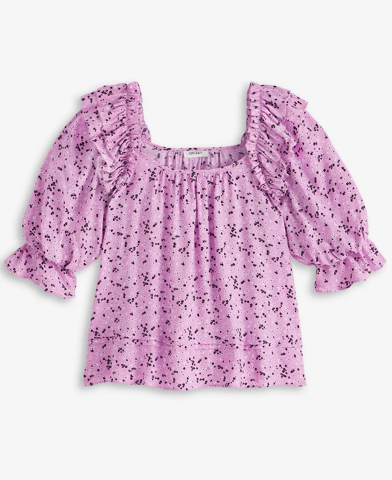 On 34th Women's Printed Balloon-Sleeve Blouse, Exclusively at Macy's