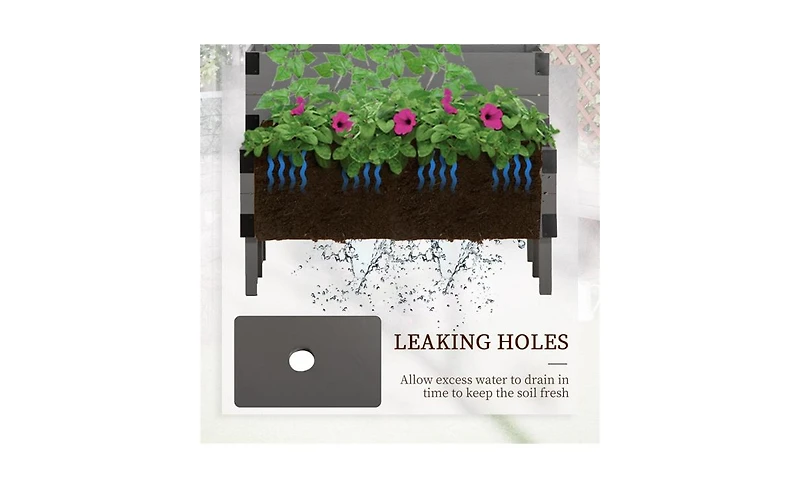 Weatherproof Wooden Planter Box with Integrated Flower Shelf