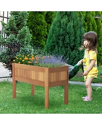 Wooden Raised Garden Bed Solid Wood Elevated Planter Box with Legs