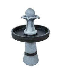 29.5" H Contemporary 2-Tone Outdoor Water Fountain with Light