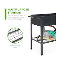 Metal Raised Garden Bed Planter Cart on Wheels 37-inch x 15-inch