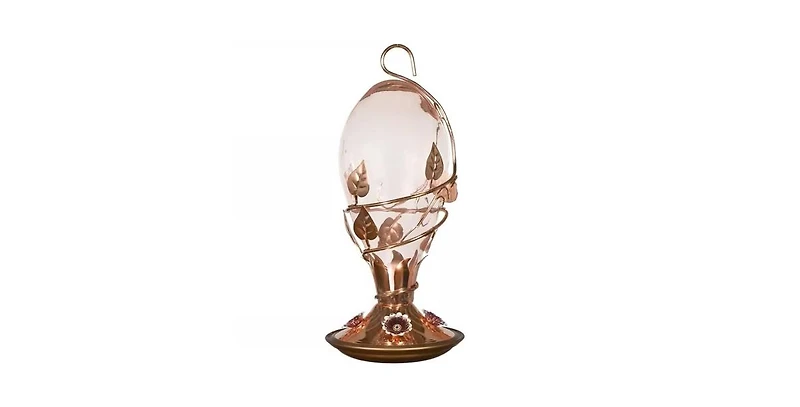 Copper and Glass Hummingbird Feeder for Outdoor Garden Feeding