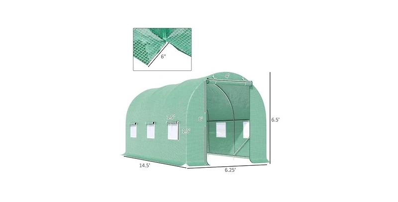 Greenhouse with Green Pe Cover - Durable Outdoor Plant Growing Shelter