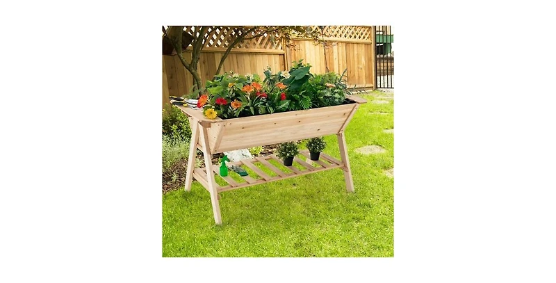 Farmhouse 2 Tier Large Outdoor Wooden 5-ft Raised Garden Bed Planter Box
