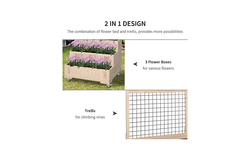 Weatherproof Wooden Planter Box with Shelf for Outdoor Use