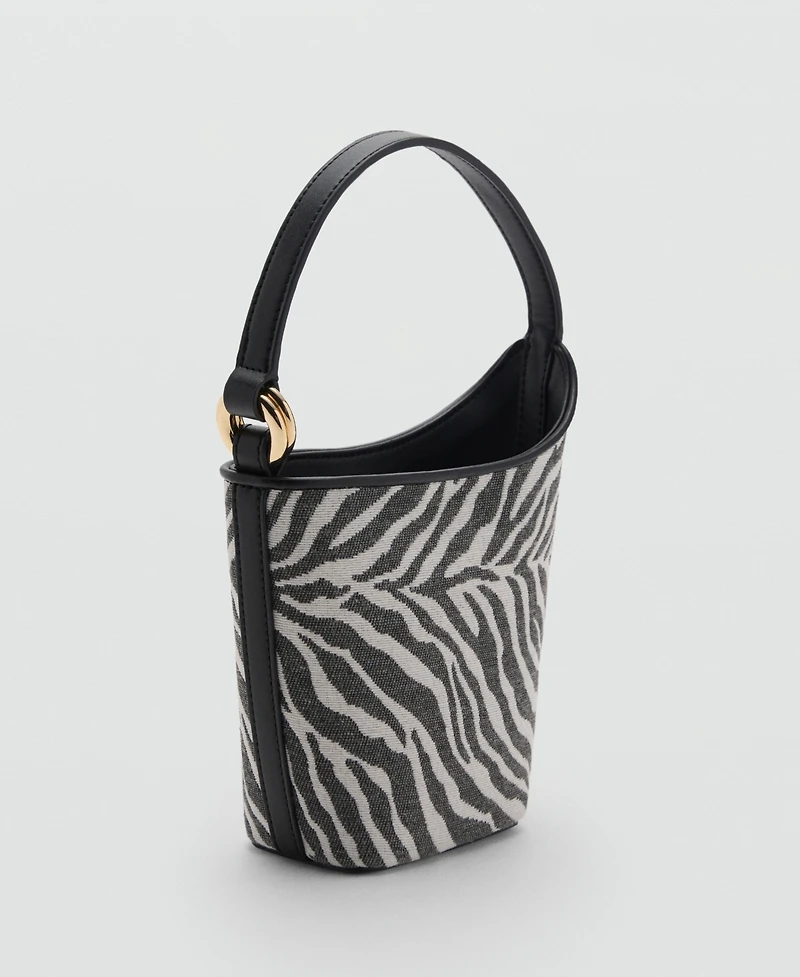 Mango Women's Zebra-Print Bucket Bag