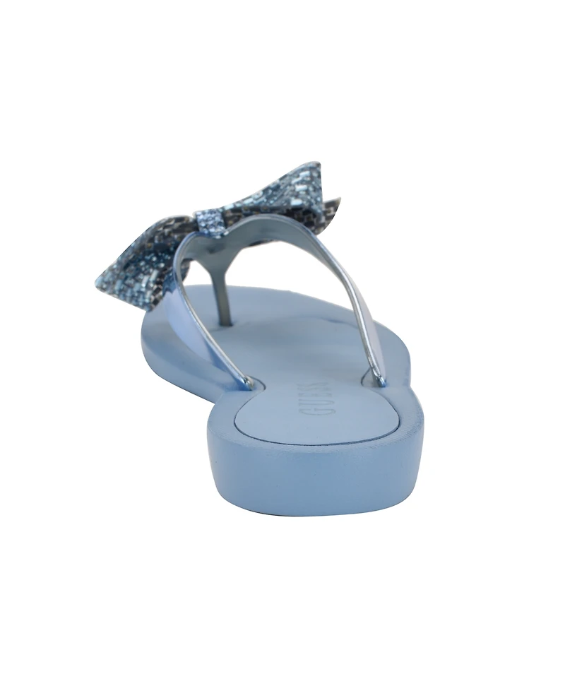 Guess Women's Tata Eva Sparkle Bow Flip Flop Sandals