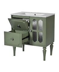 Streamdale Retro 30" Bathroom Vanity with Sink, 2 Drawers, Green